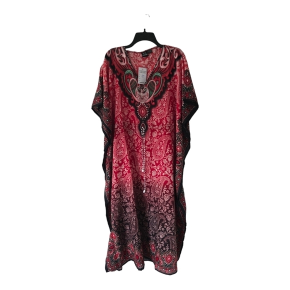 Indian Art to wear Poncho Dress Kaftan One Size Colorful Flowy Lightweight Summe - Picture 1 of 13